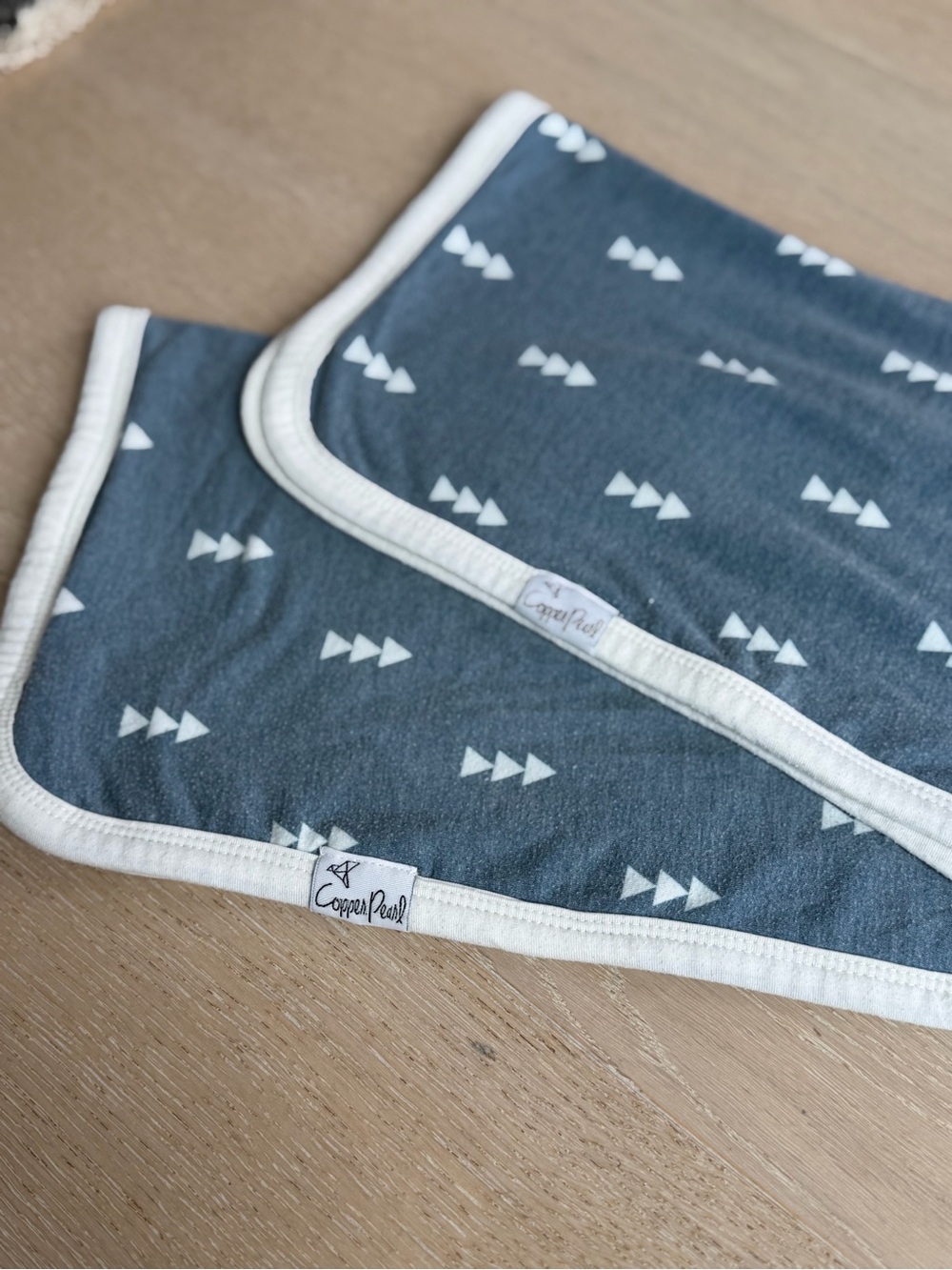 Copper Pearl Blue Arrow Baby Burp Cloths 2 pack
